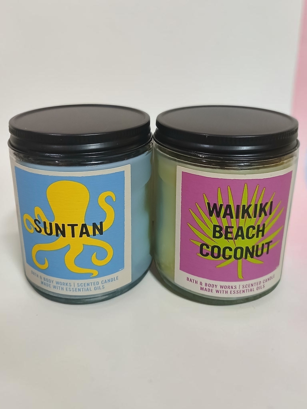 Bath & Body Works Waikiki Beach Coconut Candle - Pink & Green Label